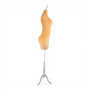 Luxury Orange Velvet Female Curve Mannequin Torso with Adjustable Wooden Stand, full-height product view on a white background, gallery image 11 of 12