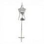 Luxury Silver Female Mannequin Torso with Adjustable Height Metal Stand, full-height product view on a white background