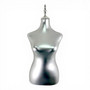Luxury Silver Female Mannequin Torso with Adjustable Height Metal Stand, full-height product view on a white background, gallery image 8 of 15