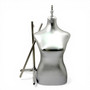 Luxury Silver Female Mannequin Torso with Adjustable Height Metal Stand
