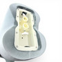 Premium Grey Velvet Female Plastic Torso with Adjustable Height Wooden Stand, product shown against a coloured background, standard product photograph