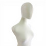Premium Beige Velvet Female Plastic Torso with Adjustable Height Wooden Stand, full-height product view on a white background, gallery image 8 of 13