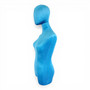 Premium Blue Velvet Female Plastic Torso with Adjustable Height Wooden Stand