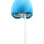 Premium Blue Velvet Female Plastic Torso with Adjustable Height Wooden Stand, full-height product view on a white background, gallery image 15 of 15