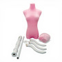 Premium Pink Velvet Female Plastic Torso with Adjustable Height Wooden Stand
