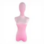 Premium Pink Velvet Female Plastic Torso with Adjustable Height Wooden Stand, full-height product view on a white background, gallery image 8 of 15