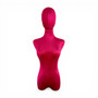 Premium Red Velvet Female Plastic Torso with Adjustable Height Wooden Stand