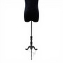 Premium Black Velvet Female Plastic Torso with Adjustable Height Wooden Stand