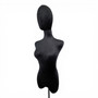 Premium Black Velvet Female Plastic Torso with Adjustable Height Wooden Stand