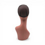 Female Mannequin Head Bust 47cm Peach Pink Wig Display with Mesh Cap, full-height product view on a white background, brightly lit product image