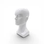Heavy Duty Male Mannequin Head Shiny White Plastic Hat Wig Display Stand, full-height product view on a white background, brightly lit product image