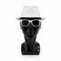 Heavy Duty Male Mannequin Head Black Plastic Hat Wig Display Stand, full-height product view on a white background