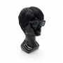 Heavy Duty Male Mannequin Head Black Plastic Hat Wig Display Stand, full-height product view on a white background, full-height product photograph