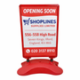 A1 Red Wind-Resistant Pavement Sign, base detail, red sign display on a white background, full-height product photograph