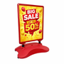 A1 Red Wind-Resistant Pavement Sign, base detail, red sign display on a white background, brightly lit product image