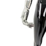 Premium Female Faceless Glossy Black Egg Head Mannequin with Chrome Arms & Base
