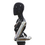 Premium Female Faceless Glossy Black Egg Head Mannequin with Chrome Arms & Base, base detail on a white background, gallery image 14 of 15