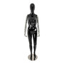 Premium Female Faceless Glossy Black Egg Head Mannequin with Chrome Arms & Base