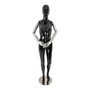 Premium Female Faceless Glossy Black Egg Head Mannequin with Chrome Arms & Base