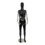 Premium Male Faceless Glossy Black Egg Head Mannequin with Chrome Arms & Base