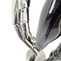 Premium Male Faceless Glossy Black Egg Head Mannequin with Chrome Arms & Base