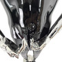 Premium Male Faceless Glossy Black Egg Head Mannequin with Chrome Arms & Base