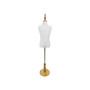 Children Tailors Dummy White Torso Dress Form with Round Base Stand, base detail on a white background, open, centred square layout