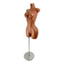 Curvy Female Torso Mannequin Brown Plastic with Extra Heavy Duty Chrome Base