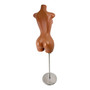 Curvy Female Torso Mannequin Brown Plastic with Extra Heavy Duty Chrome Base