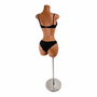 Curvy Female Torso Mannequin Brown Plastic with Extra Heavy Duty Chrome Base