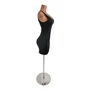 Curvy Female Torso Mannequin Brown Plastic with Extra Heavy Duty Chrome Base, base detail on a white background, open, centred square layout