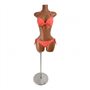 Curvy Female Torso Mannequin Brown Plastic with Extra Heavy Duty Chrome Base
