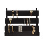 3 Tier Black Velvet Jewellery Display Stand Bracelet Watch Holder, product shown on a white background, evenly lit product image