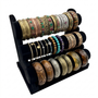 3 Tier Black Velvet Jewellery Display Stand Bracelet Watch Holder, close product view on a white background, tight, centred square layout