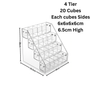 4 Tier Acrylic Cube Display Stand Countertop Organiser 20 Compartments