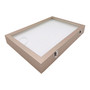 Luxury Rose Gold Leatherette Glass-Lid Ring Box for 100 Rings, product shown on a white background, standard product photograph