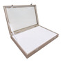 Luxury Rose Gold Leatherette Glass-Lid Ring Box for 100 Rings, close product view on a white background