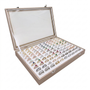 Luxury Rose Gold Leatherette Glass-Lid Ring Box for 100 Rings