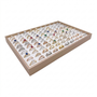 Luxury Rose Gold Jewelry Drawer Organizer 100-Grid Beige Velvet Insert, product shown on a white background, brightly lit product image