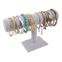 Grey Velvet T-Bar Bracelet Display Stand Watch Jewellery Holder, product shown on a white background, brightly lit product image