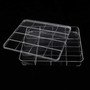 Clear Acrylic 16 Compartment Jewellery Nail Art Storage Box with Lid, product shown against a dark background, balanced, centred square layout