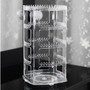 360 Rotating Clear Acrylic Earring Holder 4 Tier Jewellery Display Stand, product shown against a coloured background, balanced, centred square layout