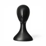 Black Plastic Female Mannequin Head Display Stand for Wigs, Hats, full-height product view on a white background, brightly lit product image