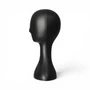 Black Plastic Female Mannequin Head Display Stand for Wigs, Hats, full-height product view on a white background, gallery image 6 of 6