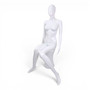 White Seated Female Mannequin with 45cm Stool and Movable Arms