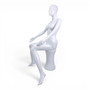 White Seated Female Mannequin with 45cm Stool and Movable Arms