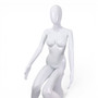 White Seated Female Mannequin with 45cm Stool and Movable Arms