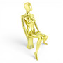 Gold Seated Female Mannequin with 45cm Stool and Movable Arms, full-height product view on a white background, gallery image 12 of 14