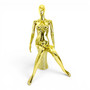Gold Seated Female Mannequin with 45cm Stool and Movable Arms