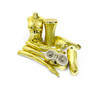 Gold Seated Female Mannequin with 45cm Stool and Movable Arms